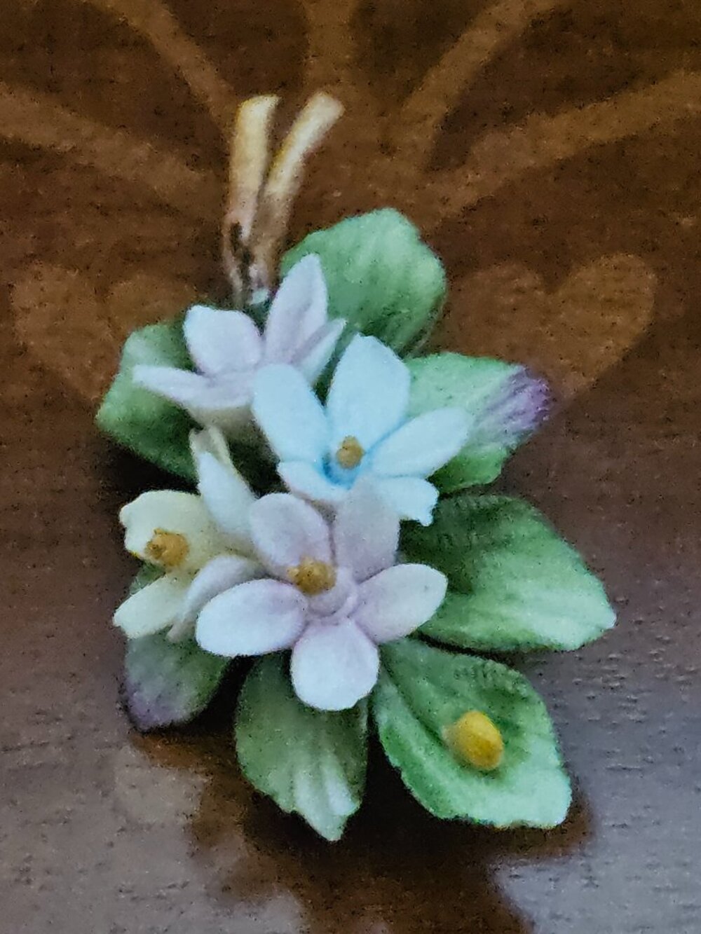 RARE VINTAGE CAPODIMONTE ITALY PORCELAIN FLOWER FLORAL SPRAY PIN BROOCH - Picture 5 of 10